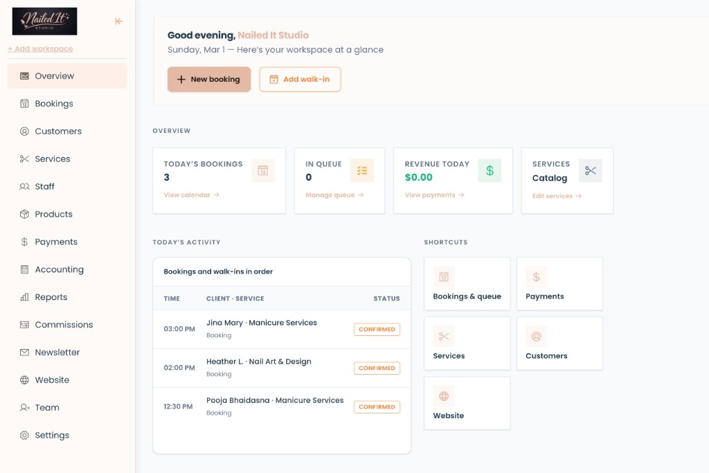 PixelPluto overview dashboard