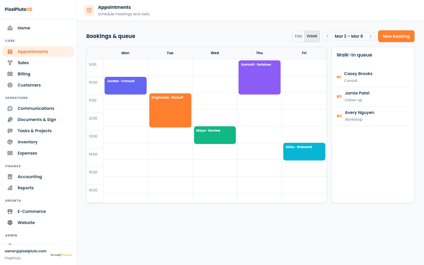 PixelPluto scheduling